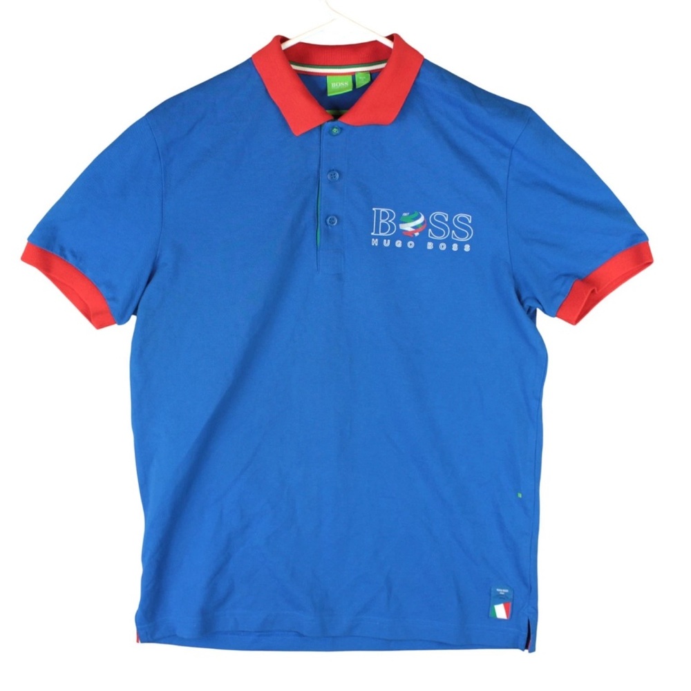 Hugo Boss Team Italy 2014 Short Sleeve Polo Shirt Size M Blue Italian